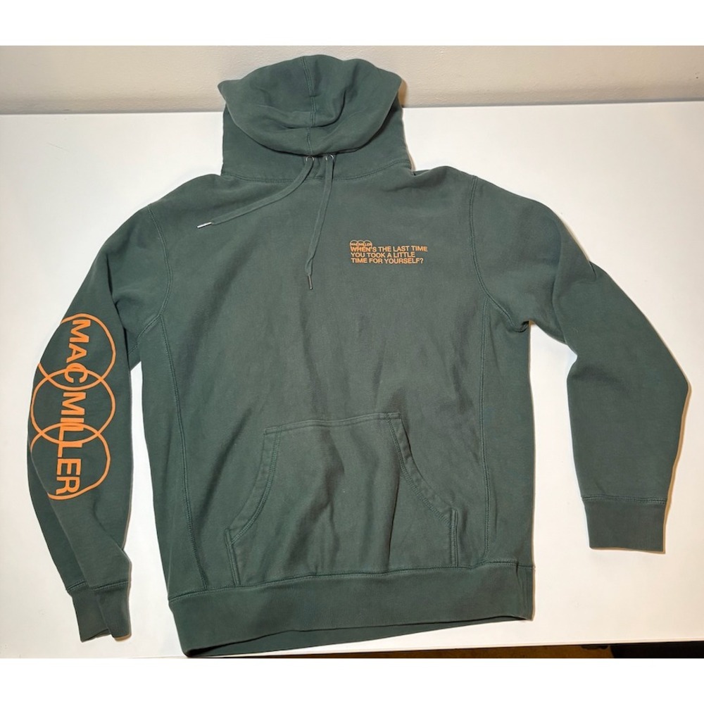Mac Miller Official 'TAKE A LITTLE TIME' HEAVYWEIGHT GREEN HOODIE | Medium